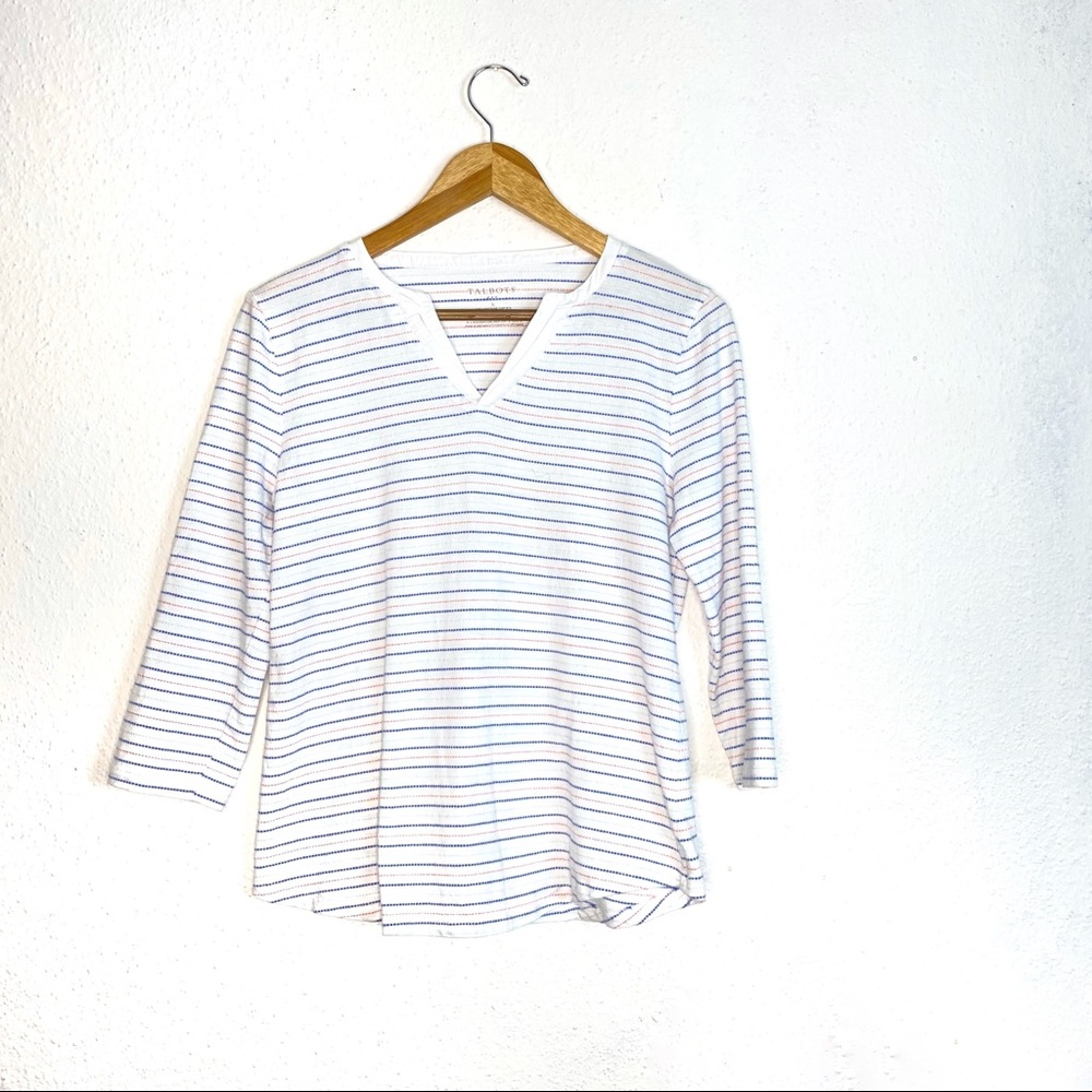 TALBOT'S 3/4 Sleeve Henley Striped Shirt